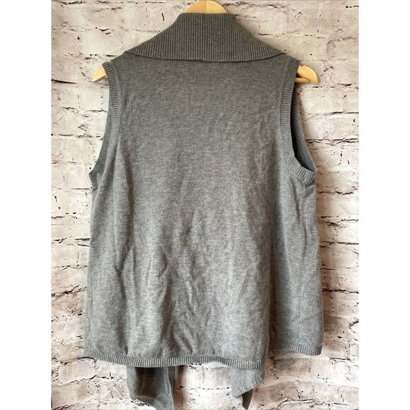 Banana Republic Sweater Vest Grey Open Front Cardigan Collared Womens M/L - Picture 5 of 5